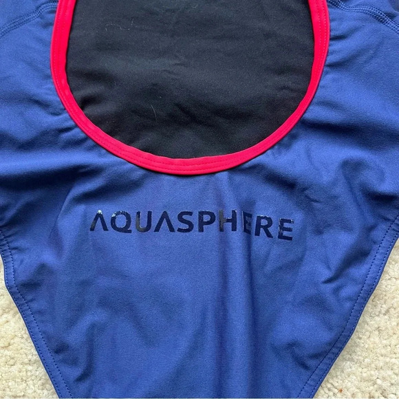 ✨NWOT Aqua Sphere Women's Navy Blue-Red Training Swim Suit - US Sz 30 (4) - Picture 4 of 8